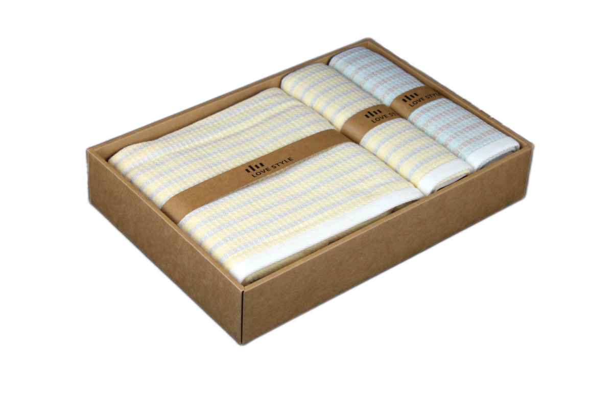 LOVE STYLE Подарочный набор полотенец в коробке 70х130см- 1шт., 35х70см- 2 шт.
